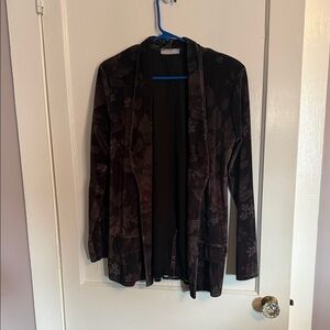 Floral Black Open Front Blazer